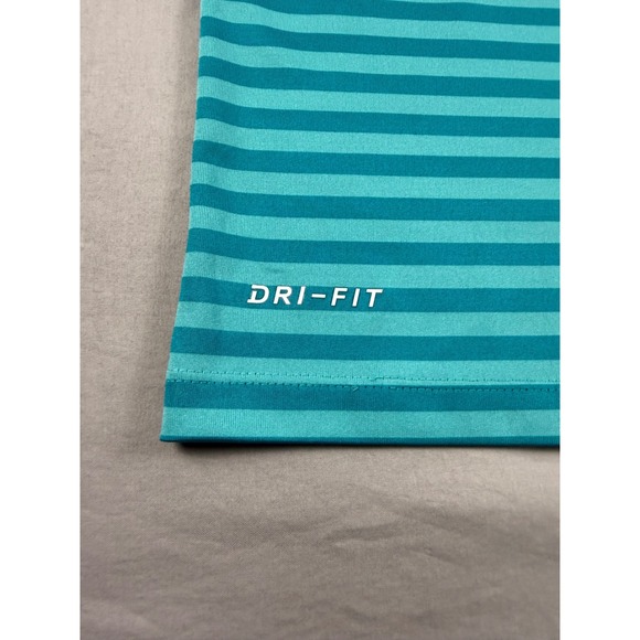 Nike Golf Dri-FIT Polo Shirt Mens XXL Turquoise Teal Striped Short Sleeve Swoosh - Picture 3 of 7